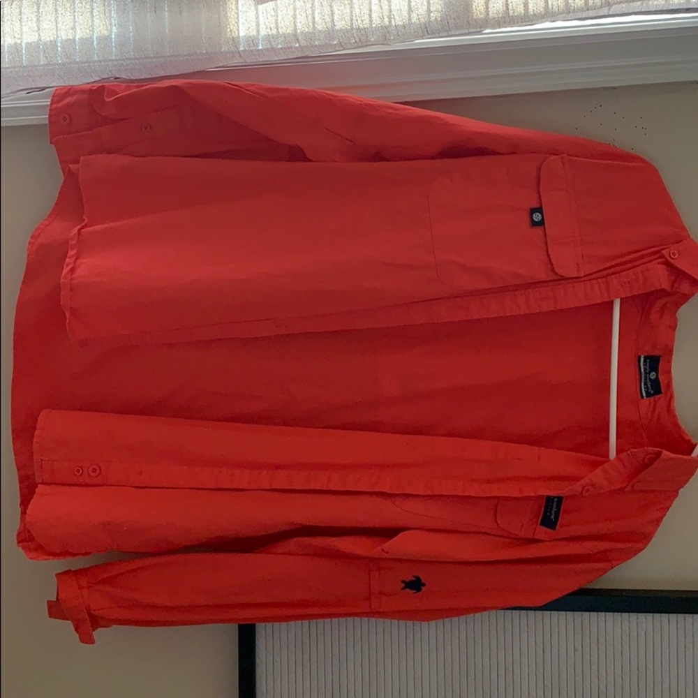 Women Long sleeve button up, color:coral